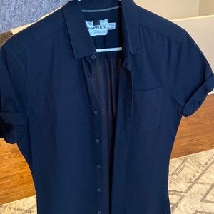 Topman navy men short sleeve button up